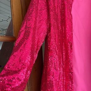 Hot pink sequin button down